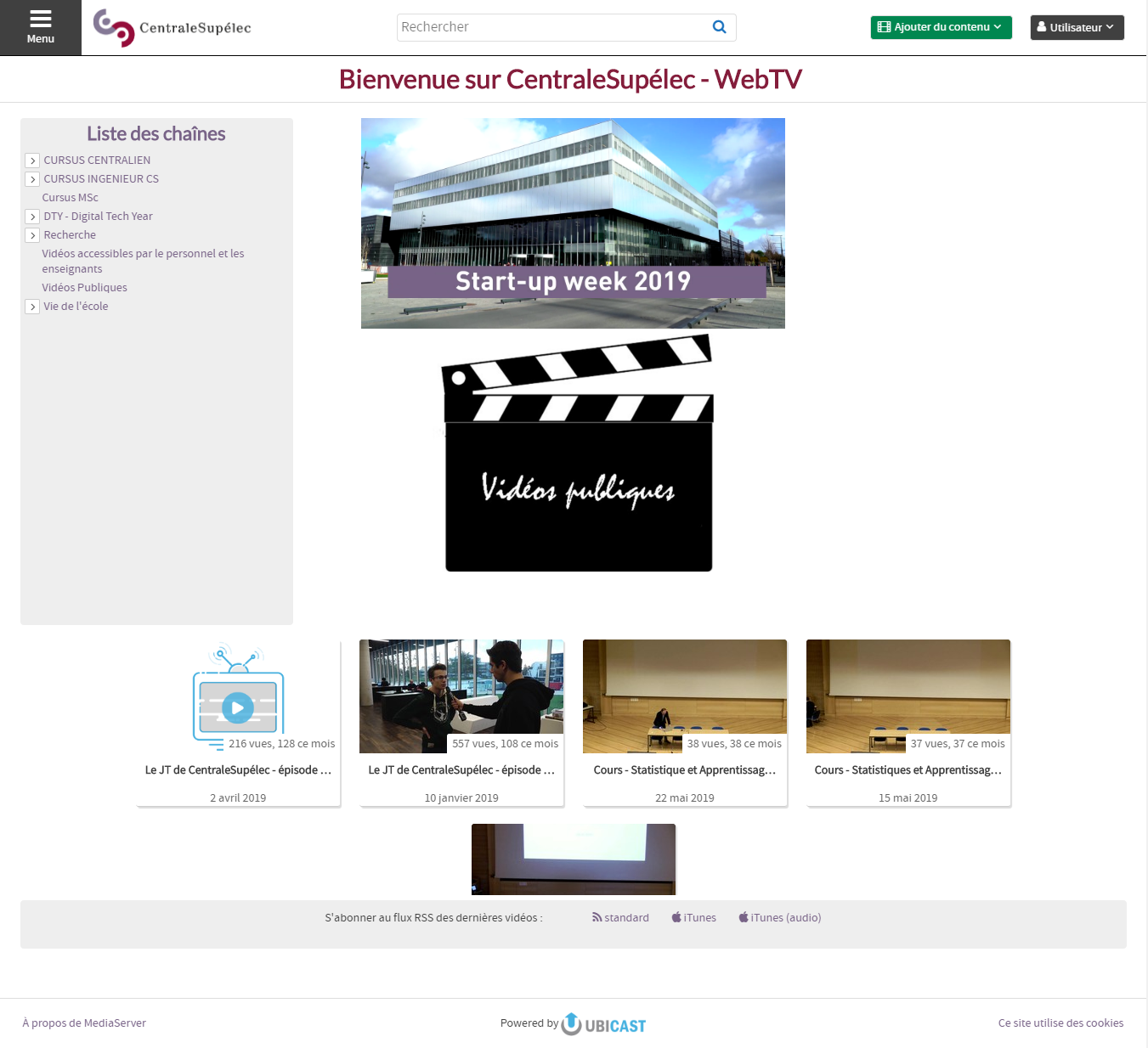 Page d'accueil WebTV